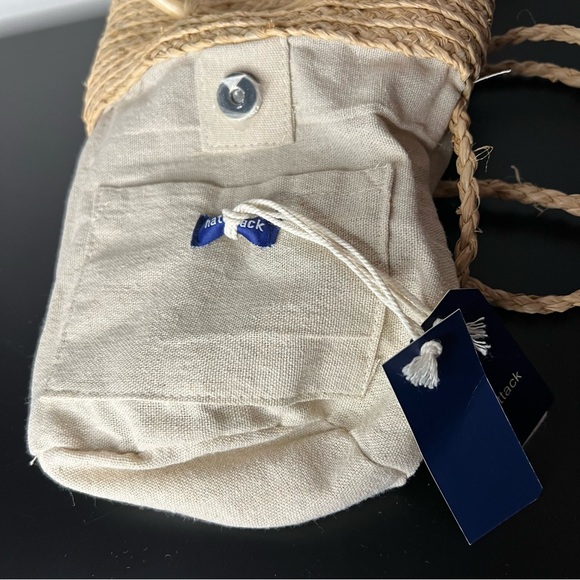 NEW! Hat Attack Cuff Bag Natural Straw Woven Mini Tote Bamboo Circle Handles NWT - Picture 5 of 11